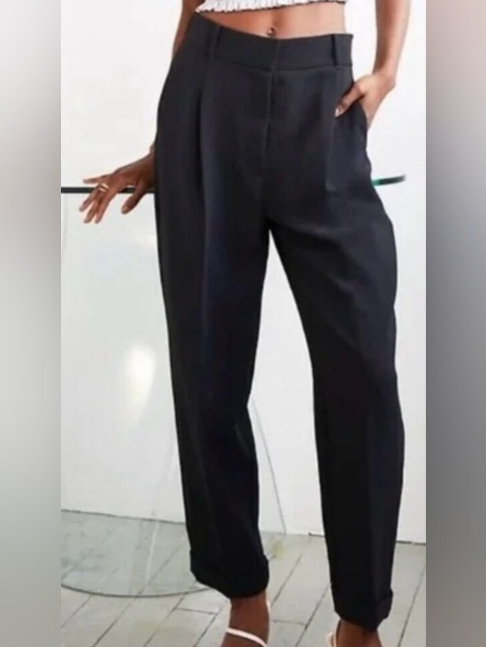 Wilfred Beige Tailored High-Rise Dress Pants